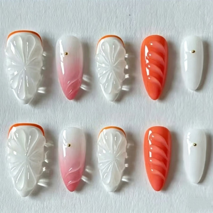 Handcrafted Floral Press-On Nail Set Kalsten