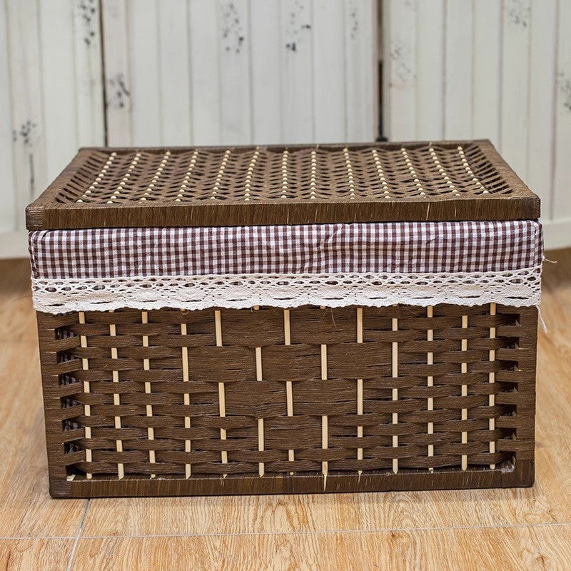 Rustic toy basket with checked pattern Kalsten