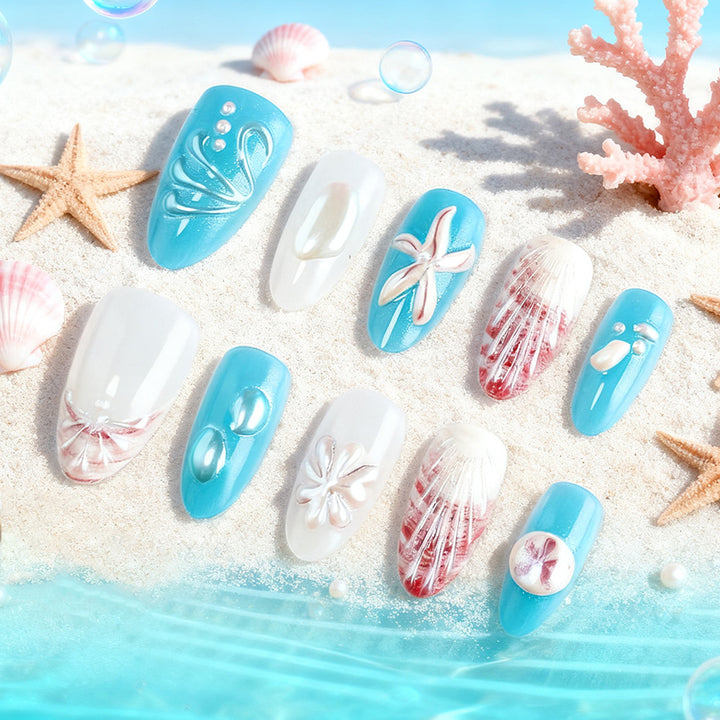 Ocean-Inspired Gel Nail Art Set Kalsten