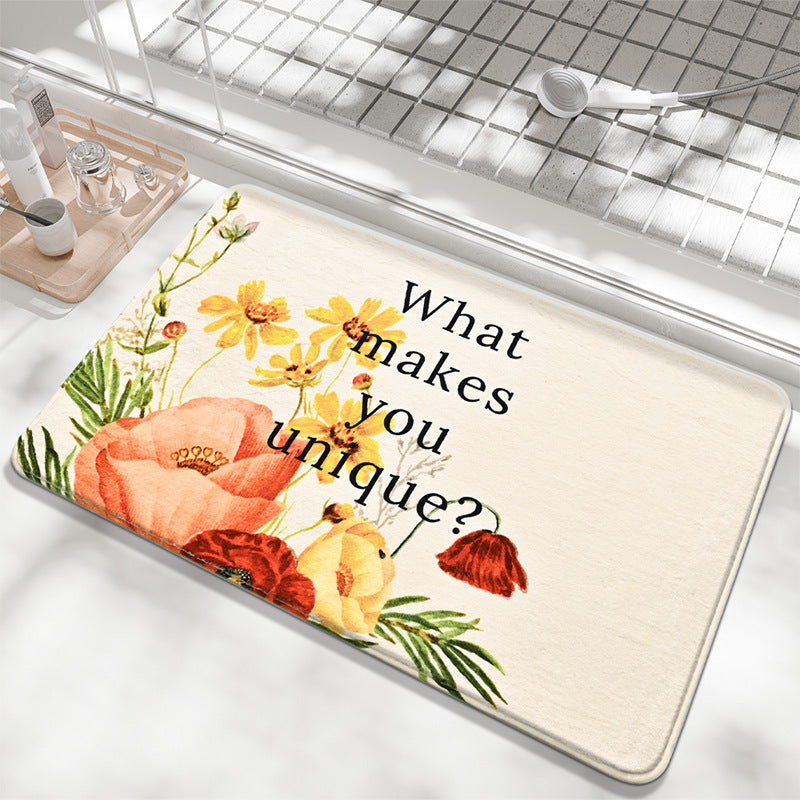 Decorative Floral Sayings Bath Mat Kalsten