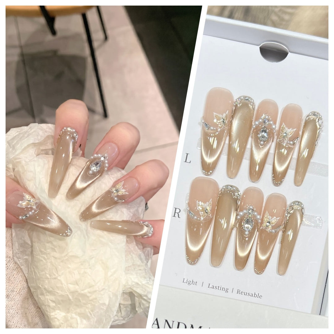 Artistic Stiletto Press-On Nail Set with Charming Patterns Kalsten