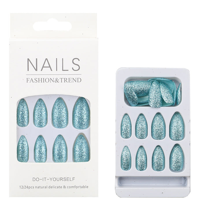 Glittering Almond-Shaped Press-On Nail Tips Kalsten