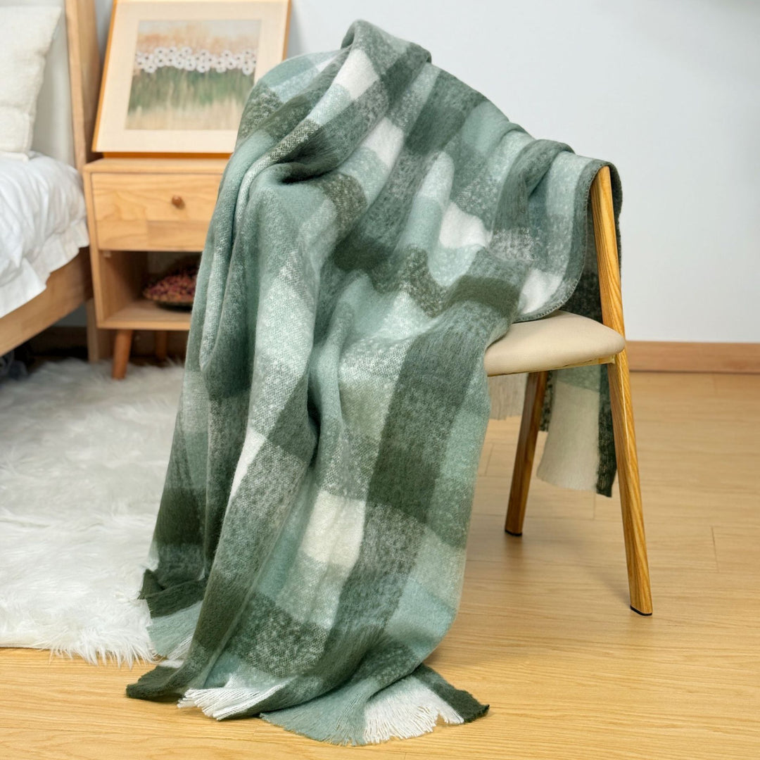 Cozy Checkered Knit Throw