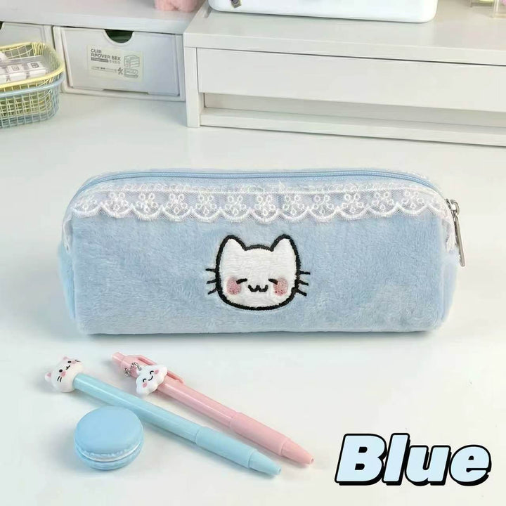Plush Cat Face Pencil Case