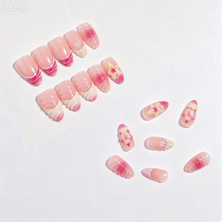 Elegant Floral-Themed Press-On Nail Set Kalsten