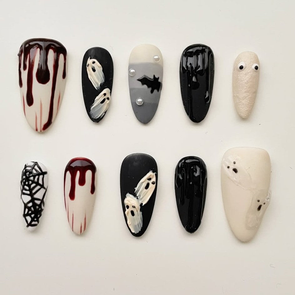 Halloween-Themed Press-On Nail Art Set 1790636236