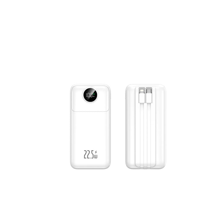Compact power bank with integrated charging cables and digital charge level indicator Kalsten
