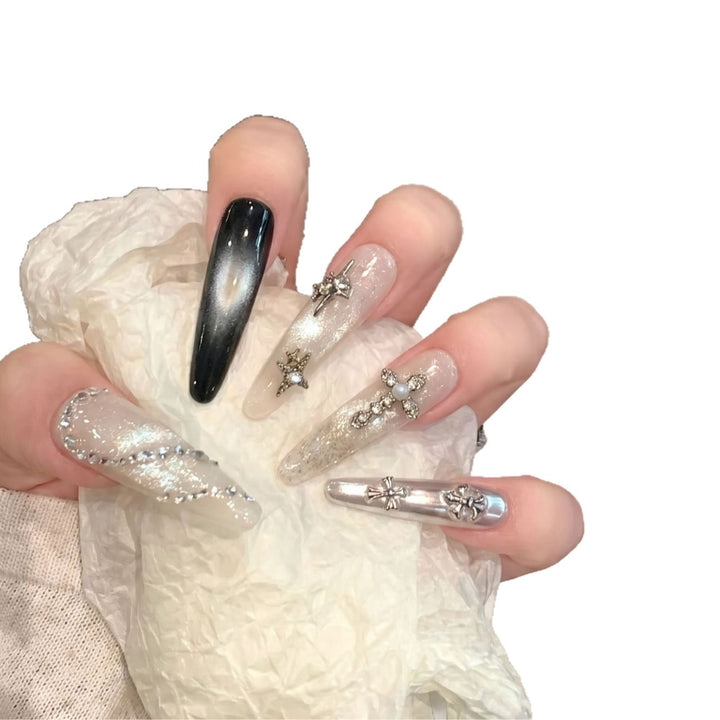 Decorative Stiletto Press-On Nail Set with Starry Accents Kalsten