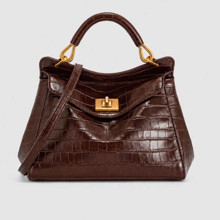 Classic Structured Crocodile Texture Handbag