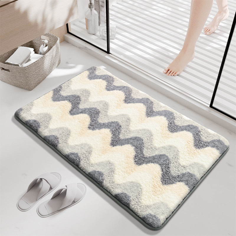 Modern Wave-Pattern Bath Mat