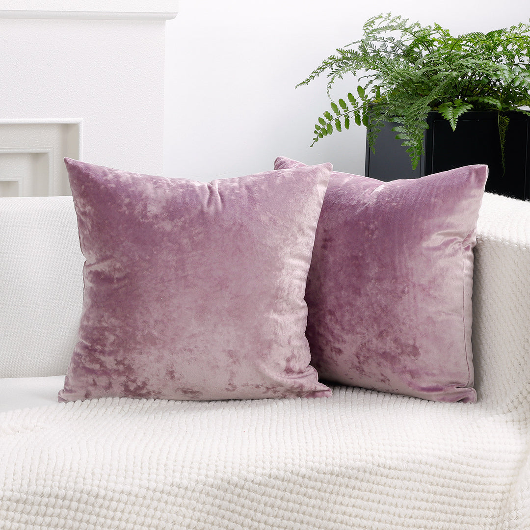 Square Crushed Velvet Decorative Throw Pillow Covers with Hidden Zipper