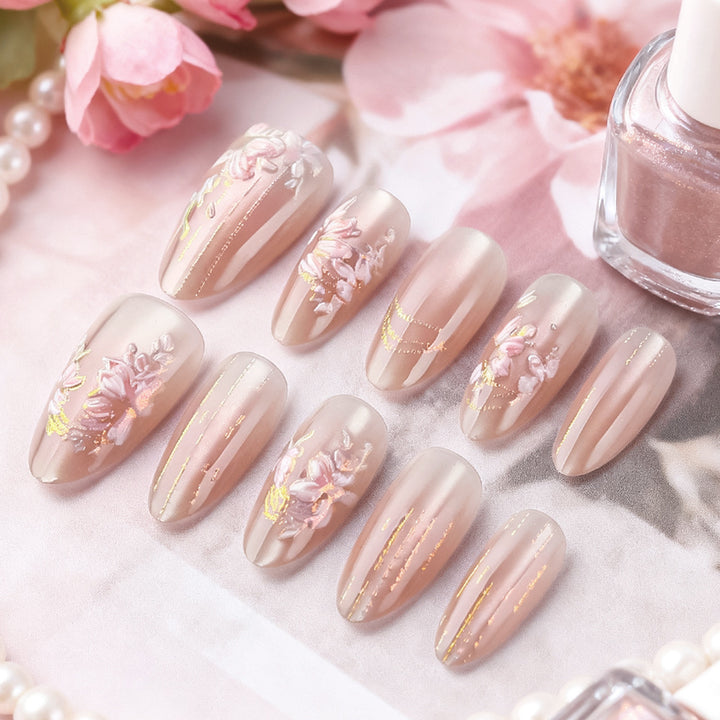 Floral Embellished Press-On Nails Kalsten
