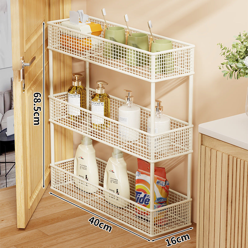 Slim Narrow Pull-Out Mesh Storage Organizer for Cabinet and Door Gap