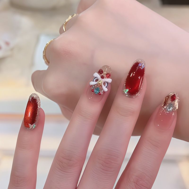 Elegant Gemstone Embellished Press-On Nail Set Kalsten