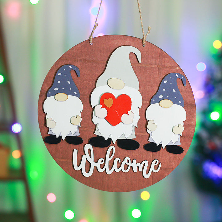 Decorative wooden sign with welcome message Kalsten