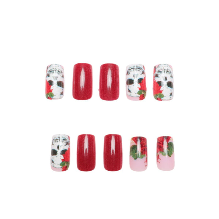 Artistic Skull and Rose Nail Art Kalsten
