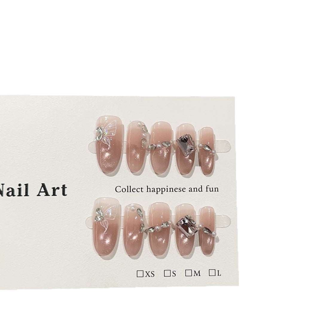 Elegant Press-On Nail Art Set with Decorative Accents