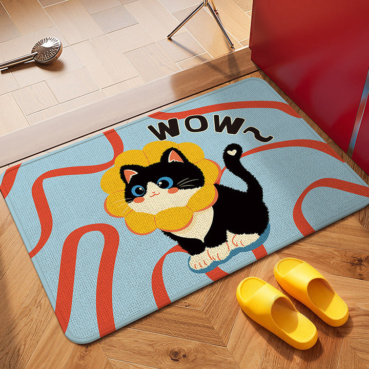 Playful Cat-Themed Bath Mat Kalsten