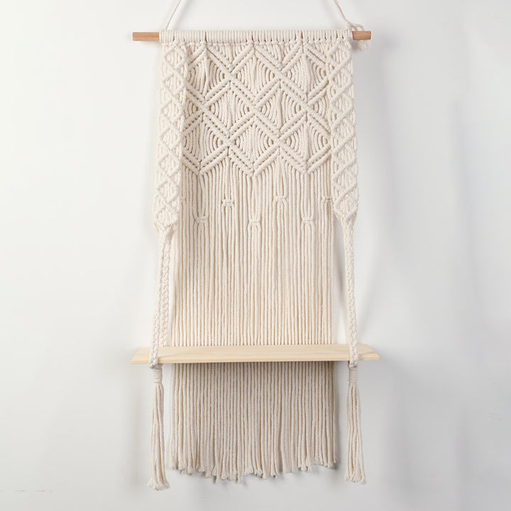 Macramé Wall Shelf with Integrated Plant Holder Kalsten