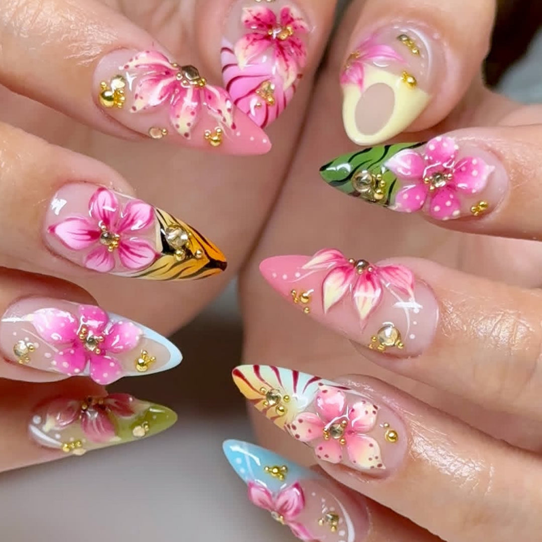 Ornate Floral 3D Nail Art Extensions Kalsten