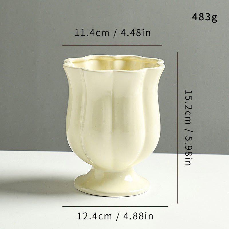 Elegant Sculpted Ceramic Flower Pot