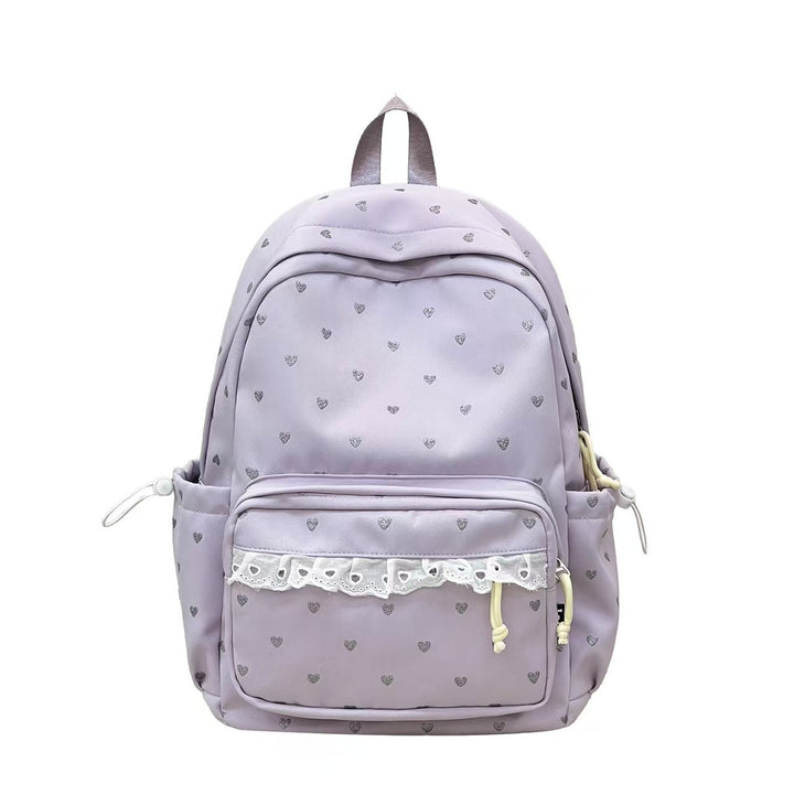 Backpack with Fine Heart Motif and Delicate Lace Appliqué Kalsten
