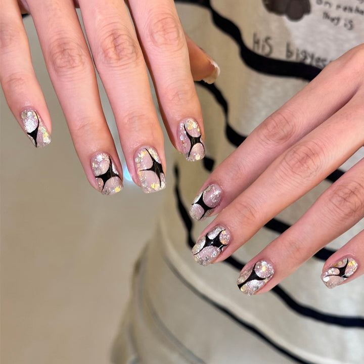 Decorative Press-On Nail Set with Star and Bow Designs Kalsten
