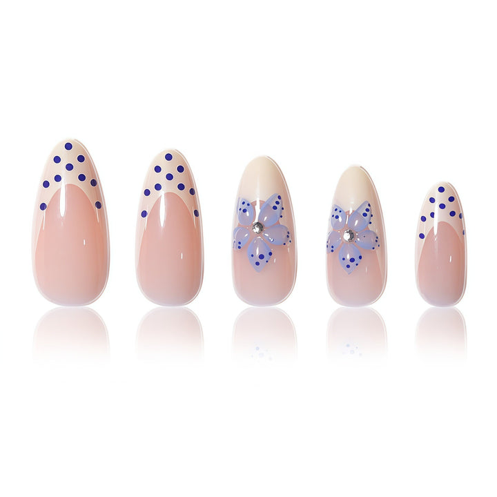 Artistic Floral White Tip Press-On Nails Kalsten