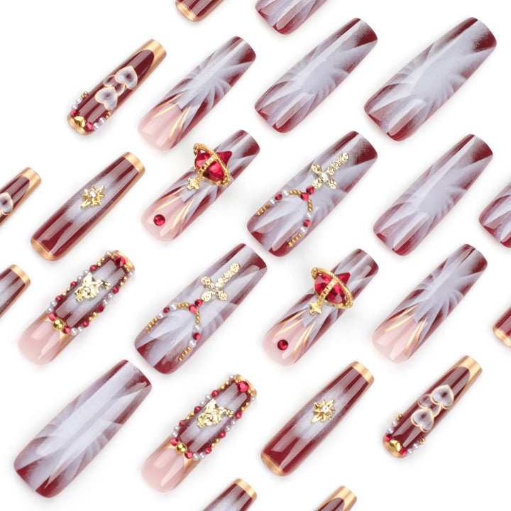 Artistic Nail Art with Glitter and Heart Designs Kalsten