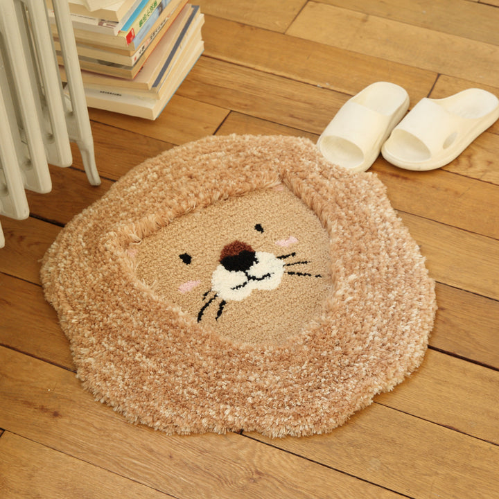 Cute Lion-Shaped Plush Bath Mat