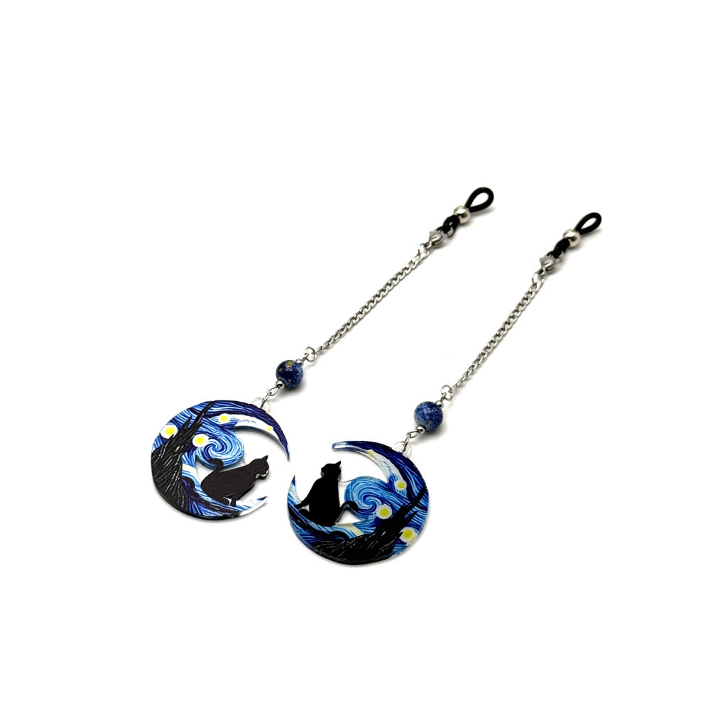 Artistic Cat and Moon Dangle Eyewear Chain Kalsten