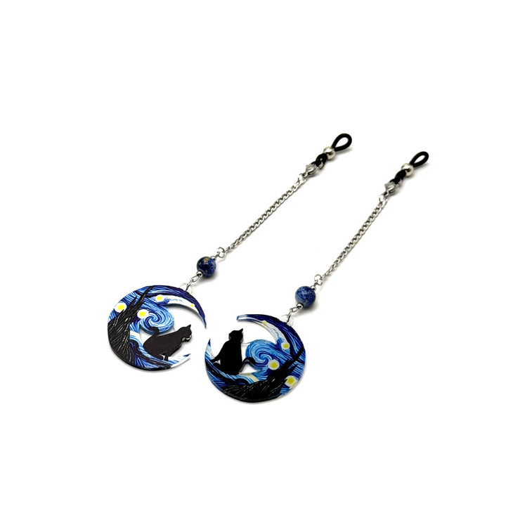 Artistic Cat and Moon Dangle Eyewear Chain Kalsten