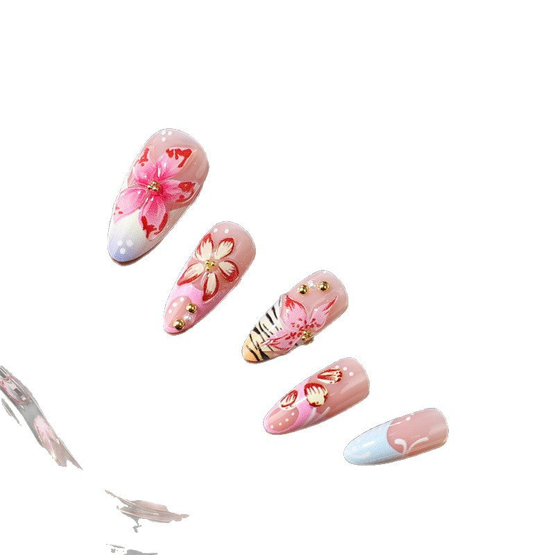 Artistic Floral-Themed Press-On Nail Set Kalsten