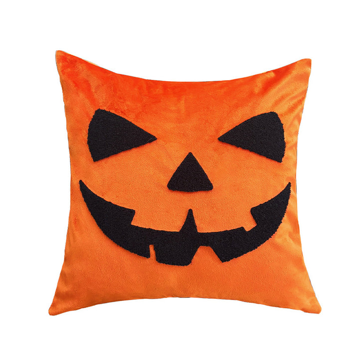 Square cushion cover with Halloween pumpkin tufting and soft cotton satin Kalsten