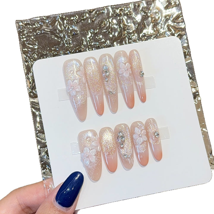 Artificial nails with floral design and glitter Kalsten