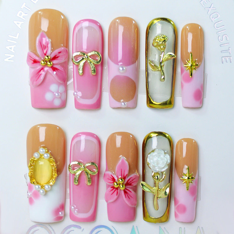 Artificial nail set with luxurious floral and glamorous decorations Kalsten
