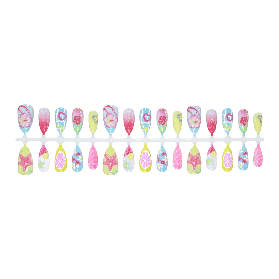 Artificial nail set with floral and cheerful motifs Kalsten