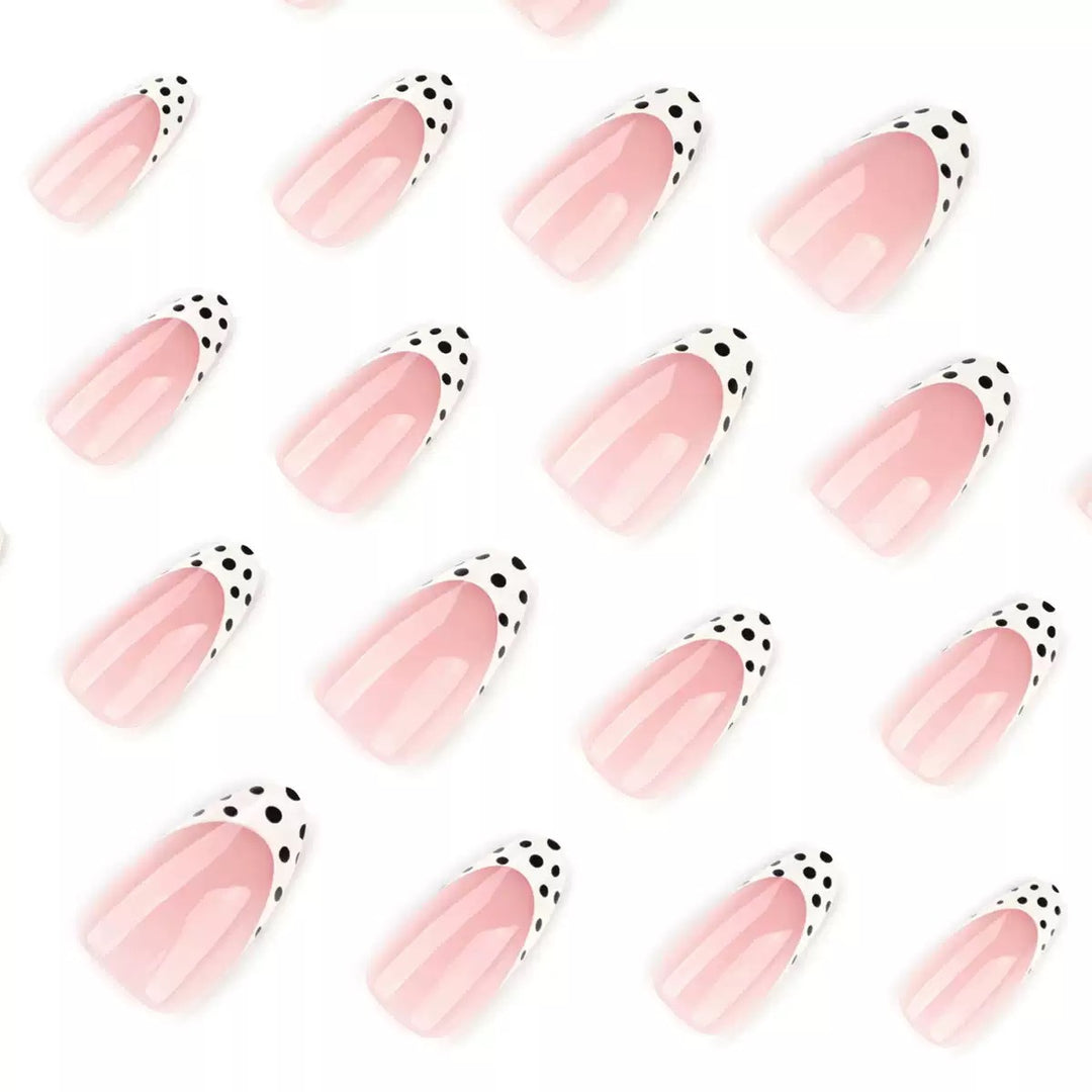 Acrylic Nail Set with Elegant French Design and Creative Dot Accents Kalsten