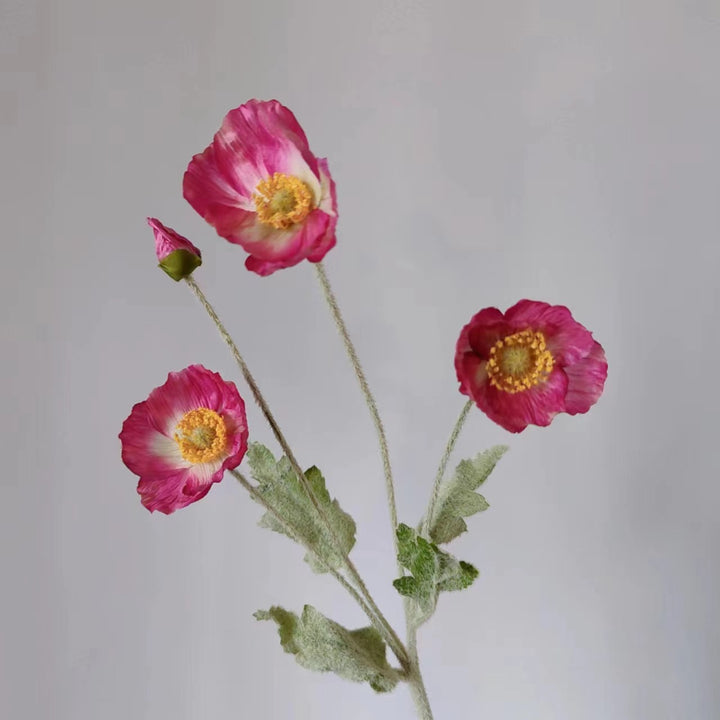 Lifelike Silk Poppy Flower Stem