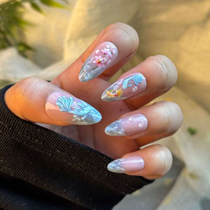 Artistic Floral-Design Press-On Nail Set Kalsten