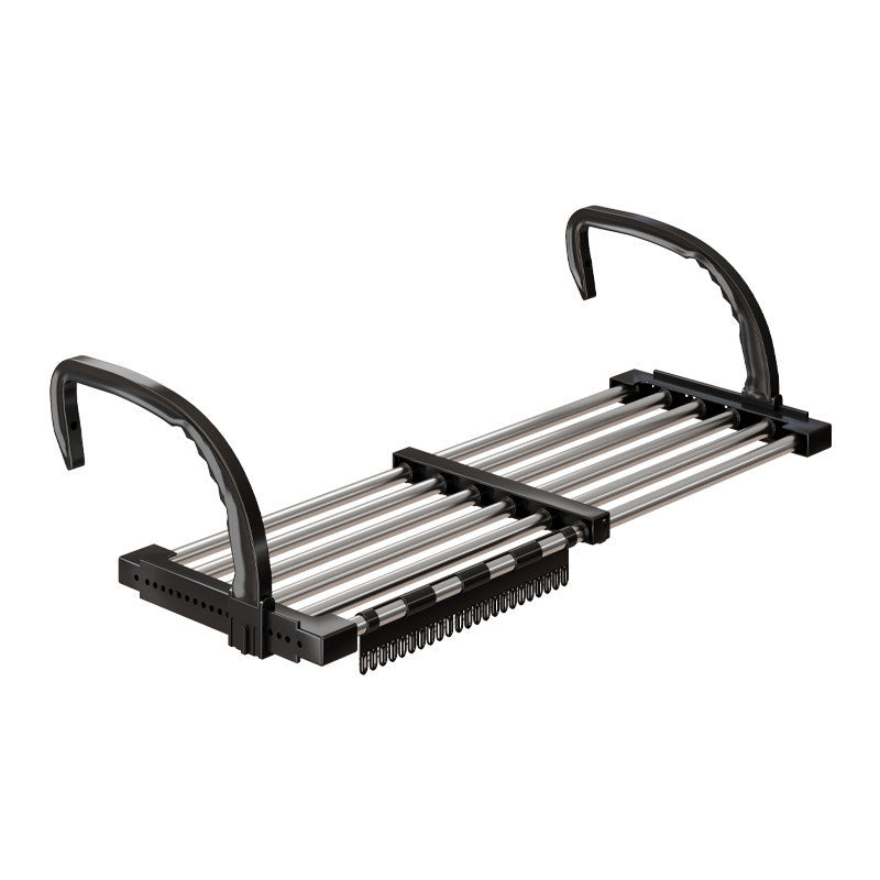 Expandable Over-Rail Telescopic Clothes Drying Rack with Multiple Stainless Steel Rods