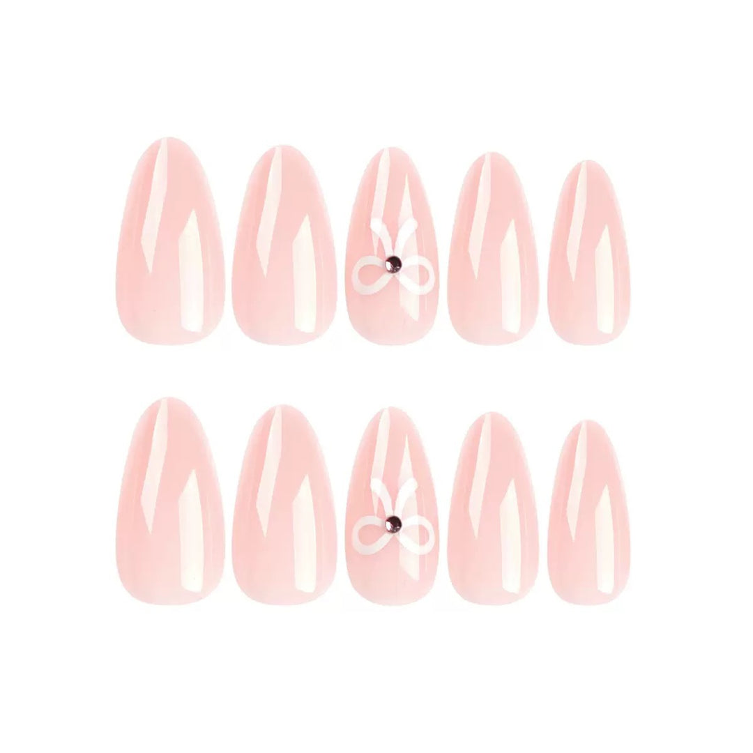 Acrylic nail set with elegant bow decorations Kalsten