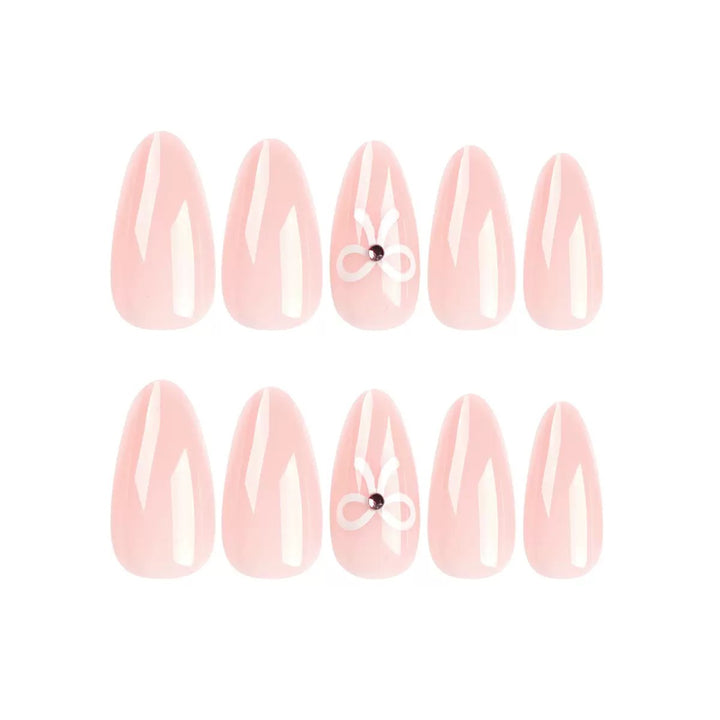 Acrylic nail set with elegant bow decorations Kalsten