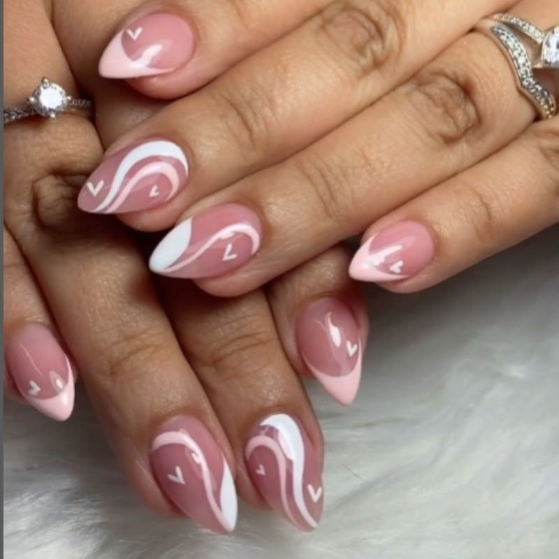 Artistic Heart-Design Press-On Nails Kalsten