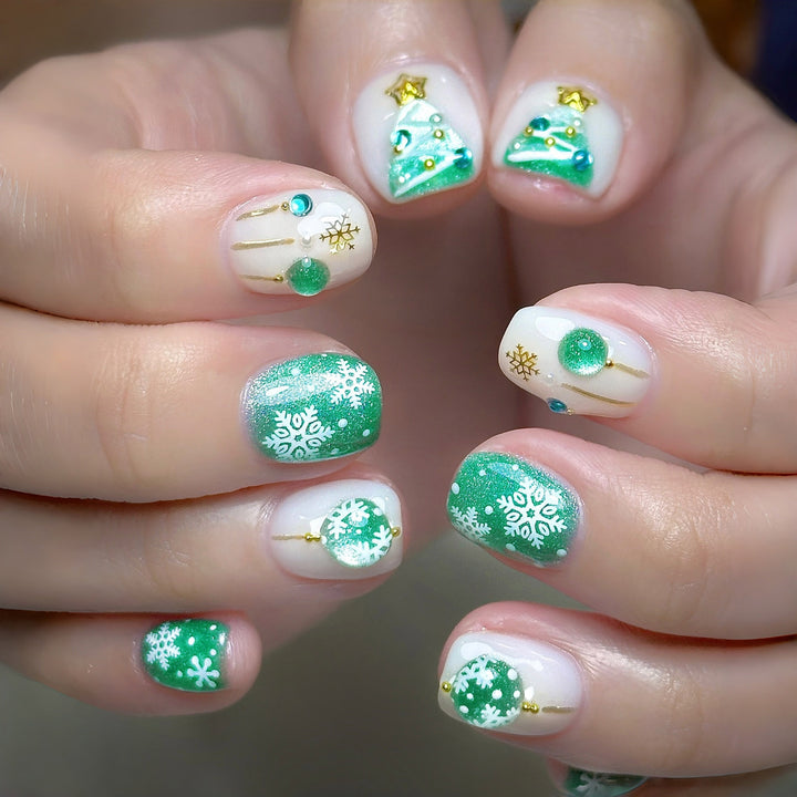 Artificial nail set with festive Christmas motifs Kalsten