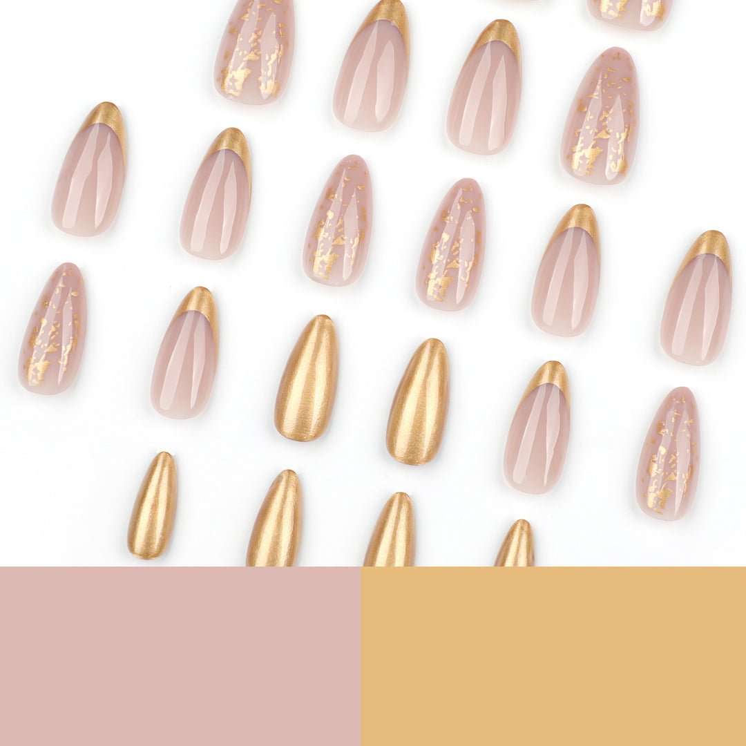Artistic Stiletto Nails with Glitter and Gold Accents Kalsten
