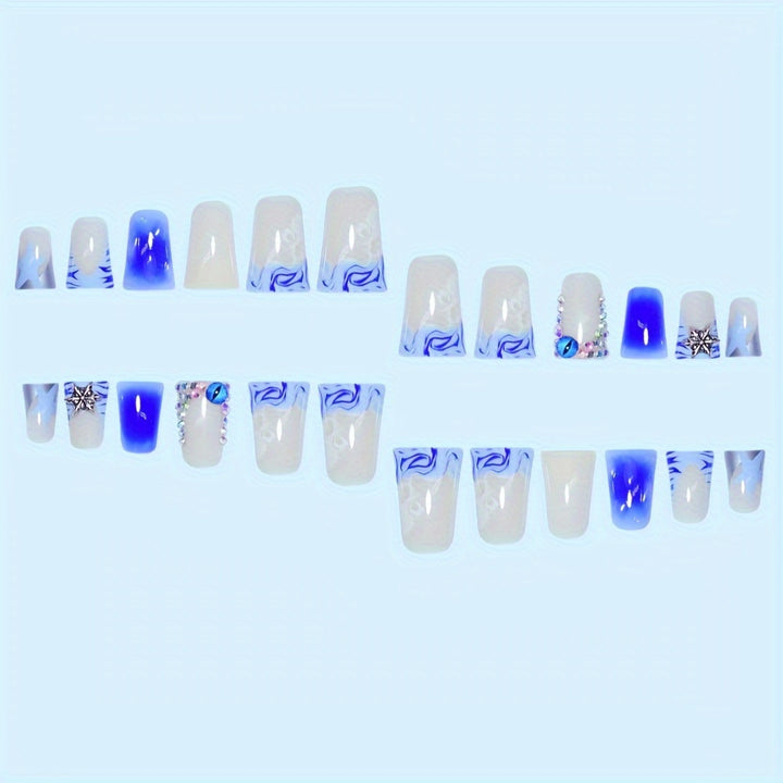 Decorative Press-On Nail Art Set with Gemstone Accents Kalsten