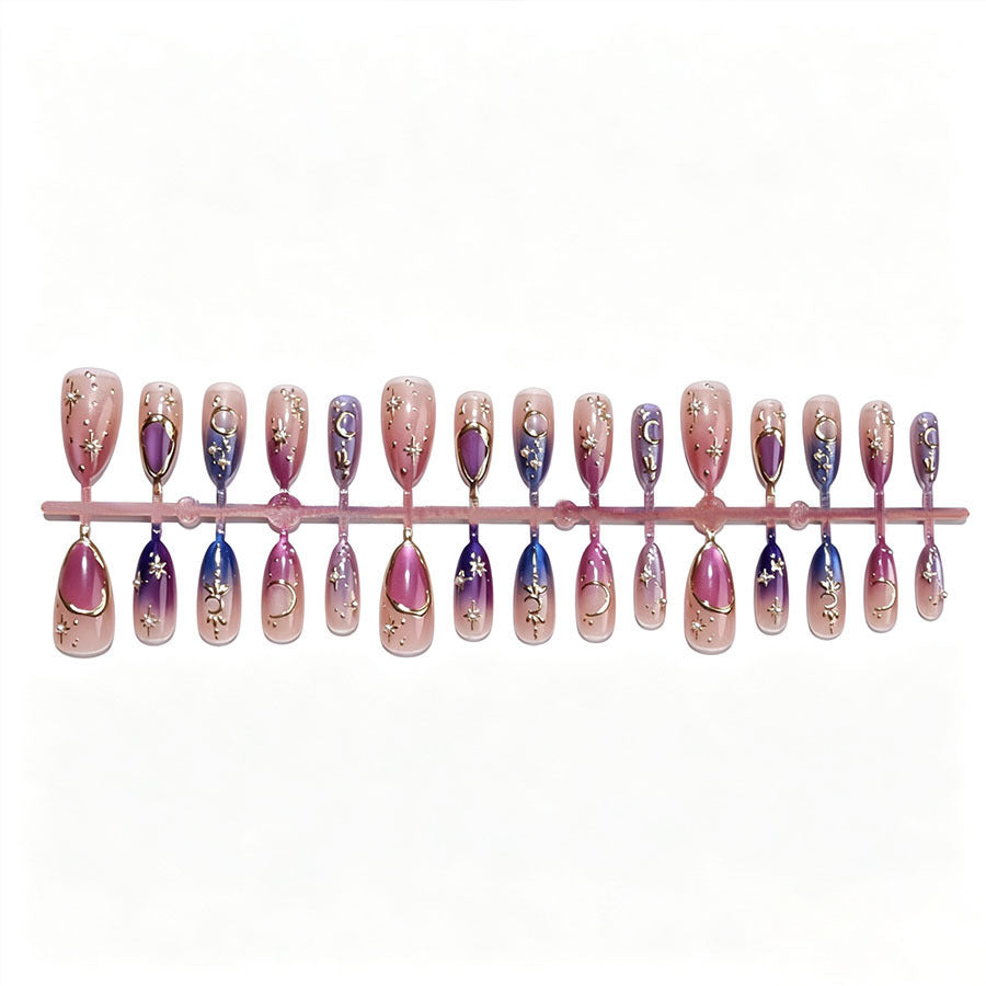 Elegant Press-On Nail Set with Artistic Detailing Kalsten