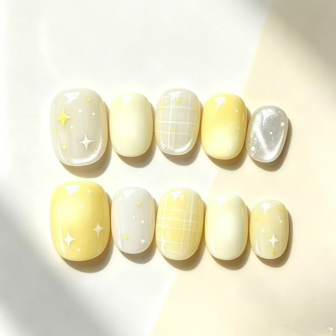 Elegant Press-On Nail Art Set with Star Design Kalsten