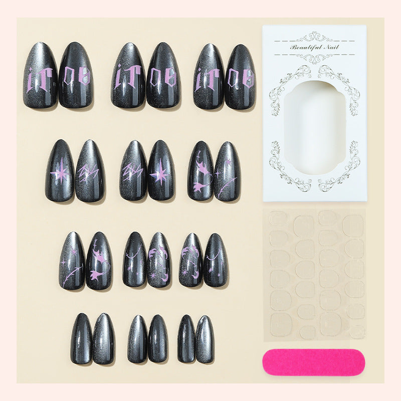 Artistic Press-On Nails Set with Chic Gothic Design kalsten